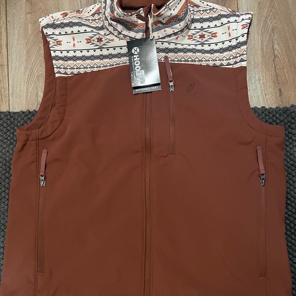 Hooey Men's Rust Vest with Tribal Pattern